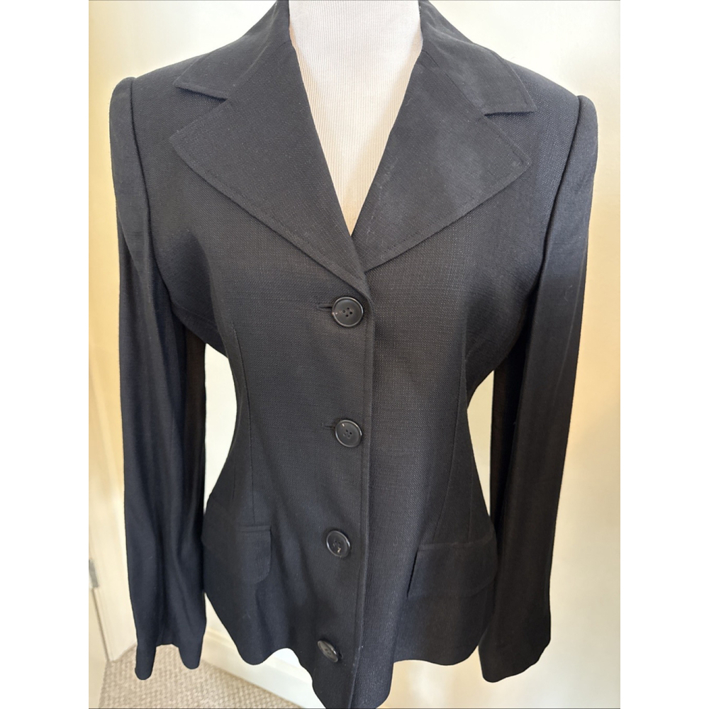 Dolce Gabbana Black Linen Blazer Jacket Size 48 Italy